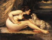 Gustave Courbet Nude with Dog Spain oil painting artist